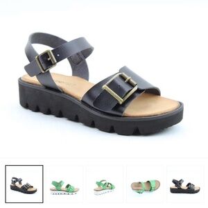 HEAVENLY FEET Trudy Casual Sandals Vegan Lug Sole Black Size UK 4 / US 7
